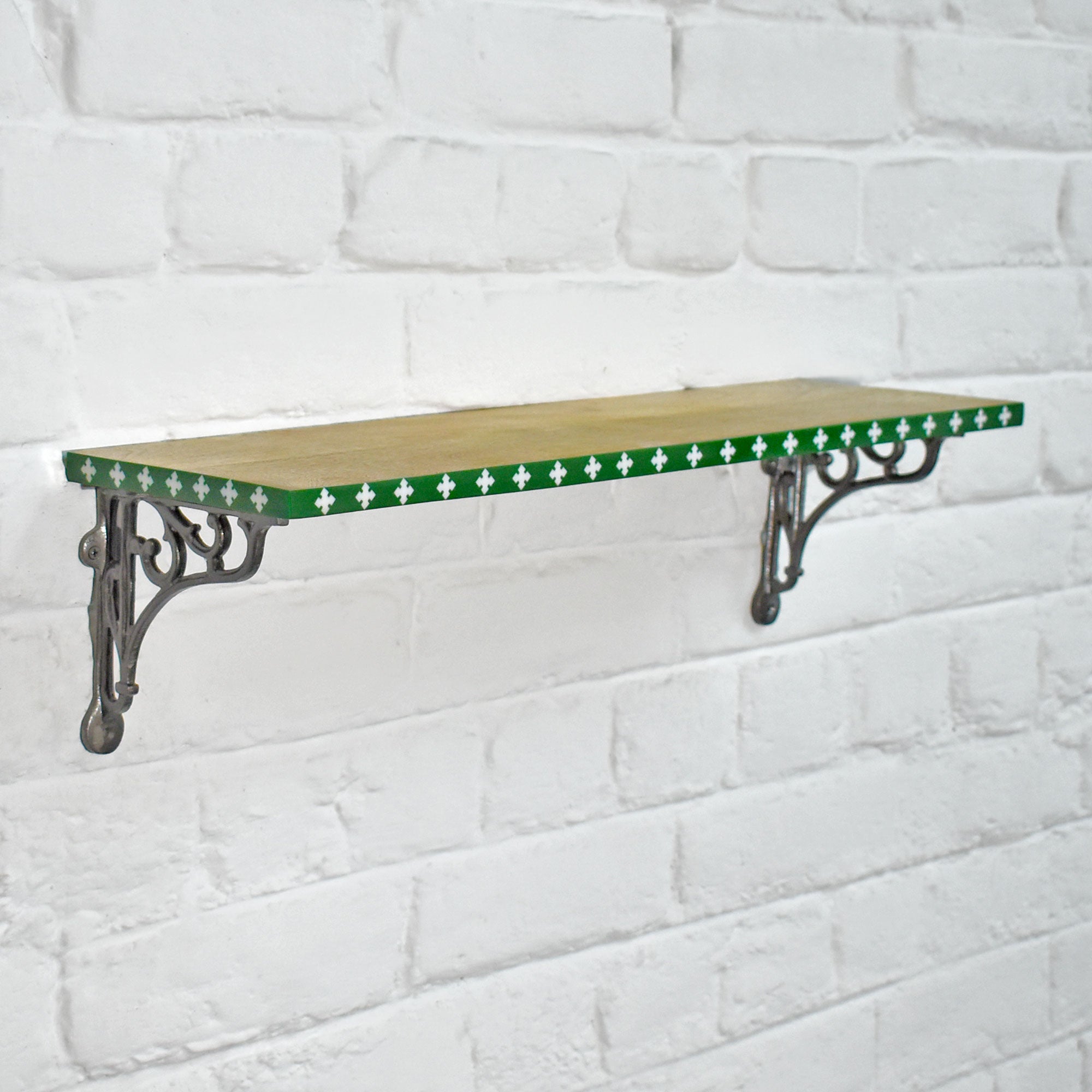 Cagliari Green Floral Wooden Wall Shelf