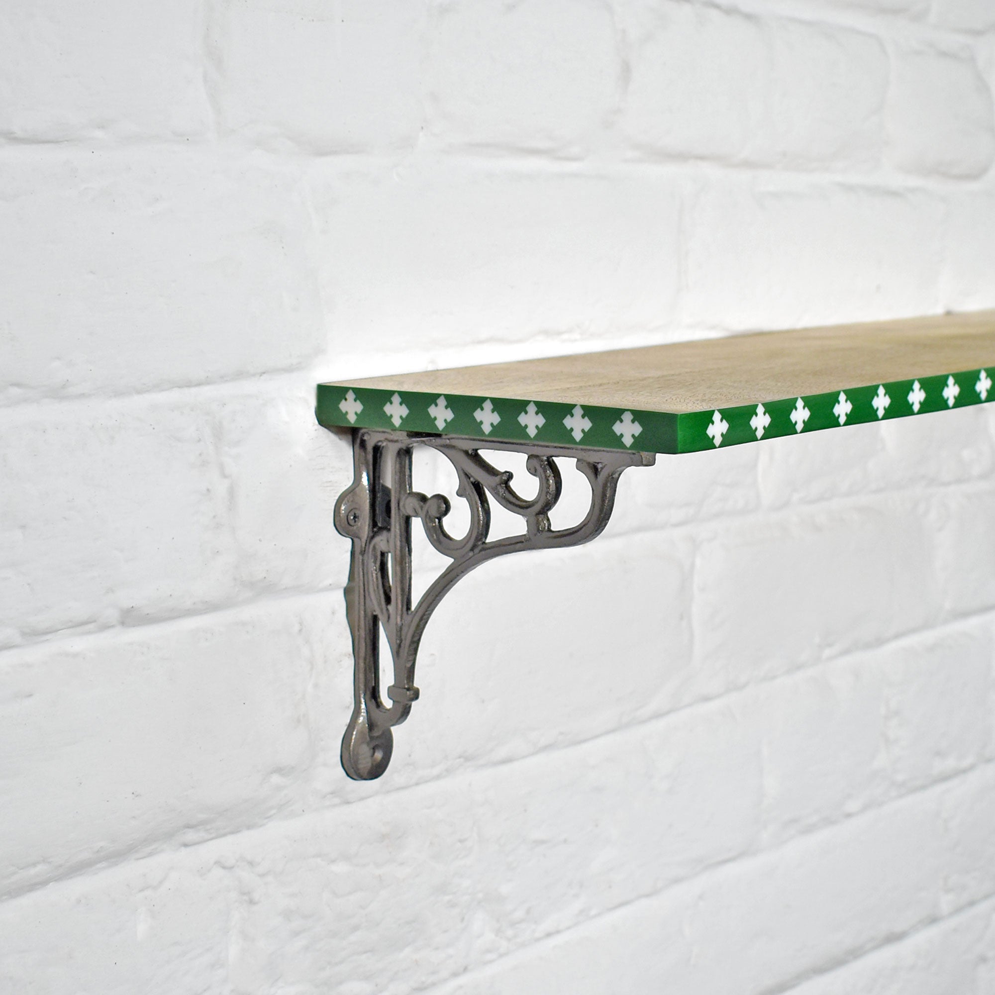 Cagliari Green Floral Wooden Wall Shelf