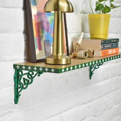 Cagliari Green Floral Wooden Wall Shelf