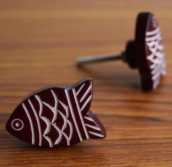 Maroon Koi Fish Resin Cupboard Cabinet Dresser Knob