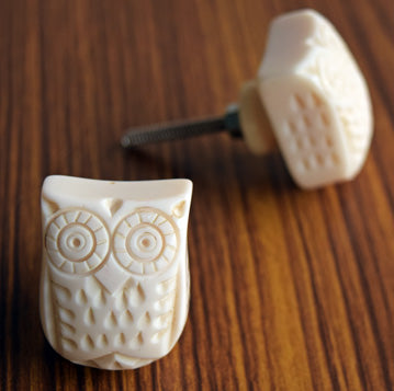 Hedwig Owl Resin Cupboard Cabinet Dresser Knob