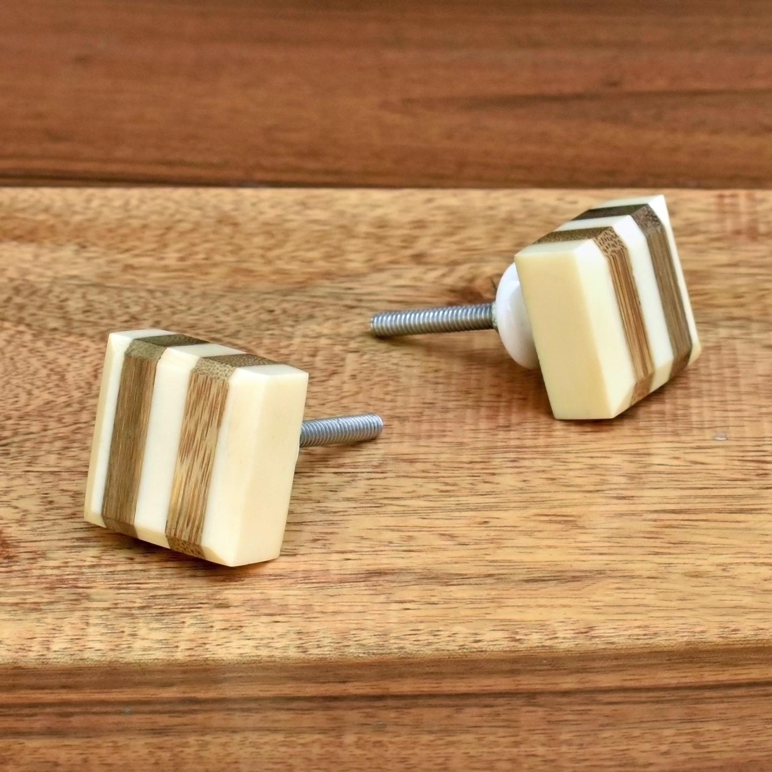 Kaurwaki Cream Wood Bone Cupboard Cabinet Drawer Knob