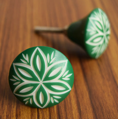 green resin flower knob