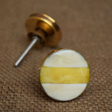 Selenge Yellow and White Bone Brass Knob