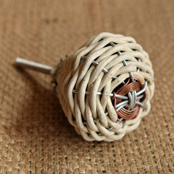 Vedic Thread Woven Wood Furniture Knob