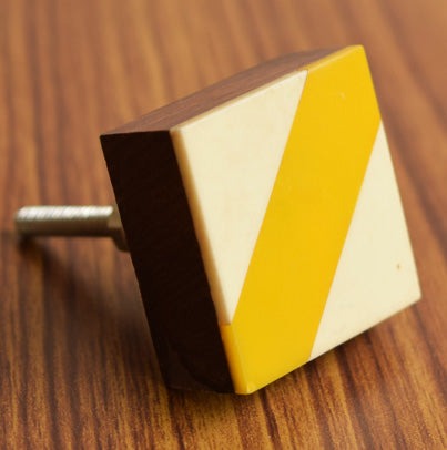 Clementine Yellow Wood Resin Cupboard Cabinet Dresser Knob