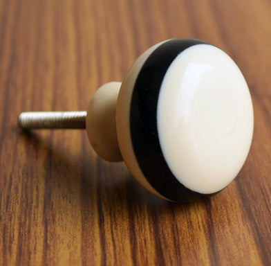 Bou Black and White Resin Cabinet Dresser Knob