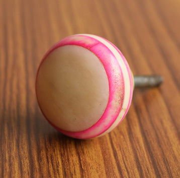 Bubblegum White and Pink Bone Cupboard Cabinet Dresser Knob