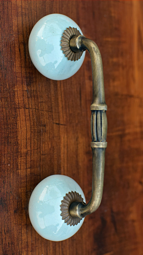 Shasta Blue Ceramic Knob Antique Door Handle and Pull