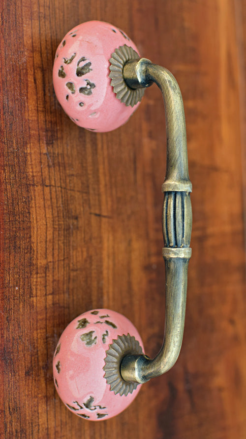 Cheyenne Distressed Pink Ceramic Knob Antique Door Handle