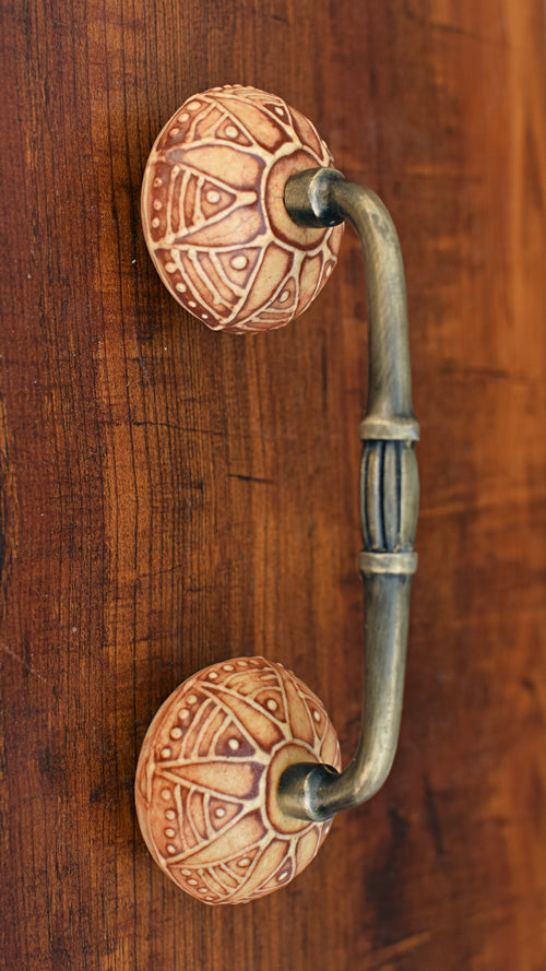 Waco Mustard Ceramic Knob Antique Cabinet Door Handle and Pull