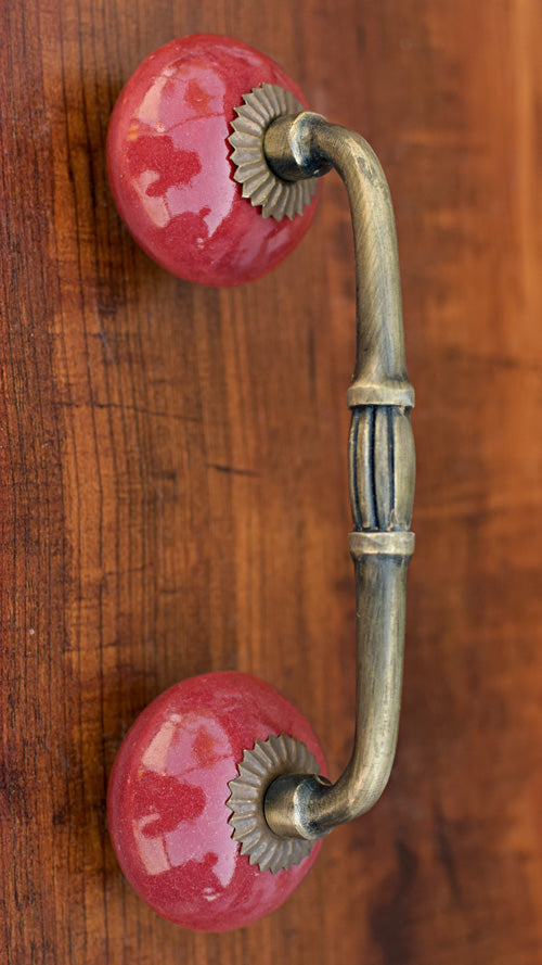 Burgundy Ceramic Knob Antique Cupboard Handle and Pull