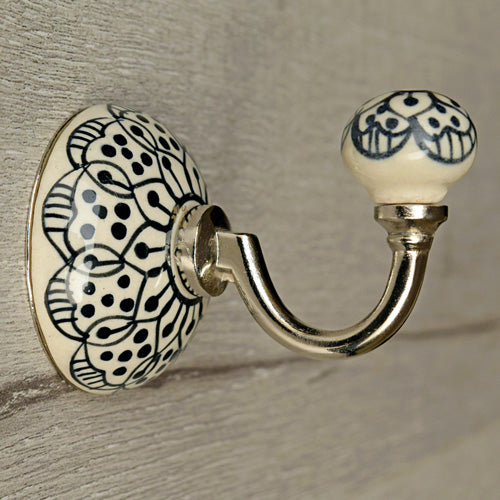 Whitechapel Ceramic Coat Wall Hook and Keys Hanger