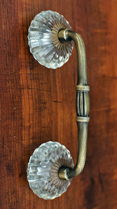 Sassandra Clear Wedged Glass Knob Antique Cabinet Door Handle