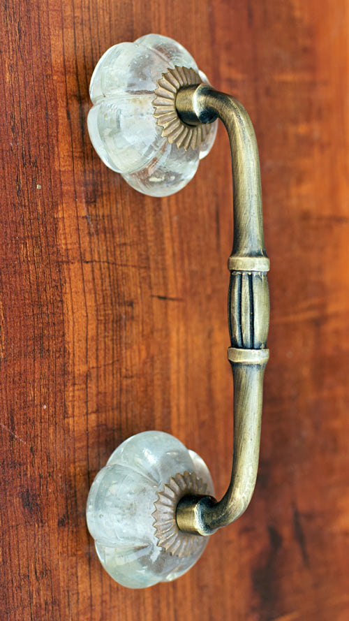 Juba Flower Cut Glass Knob Antique Cabinet Door Handle
