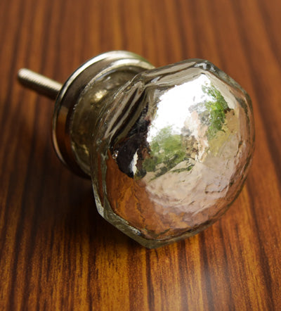 Bahar Silver Glass Cabinet Door Knob and Pull