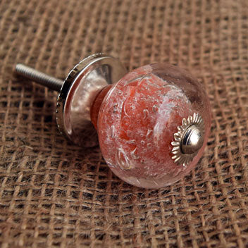 Red Poppy Bubble Glass Cabinet and Cupboard Door Knob