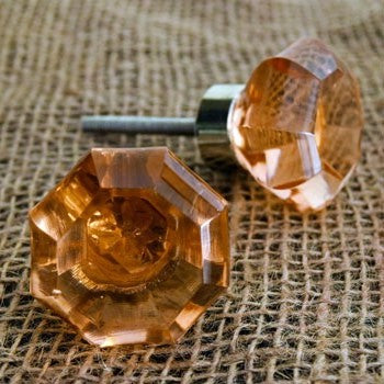 Ahmose Amber Hexagon Glass Cabinet Door Knob