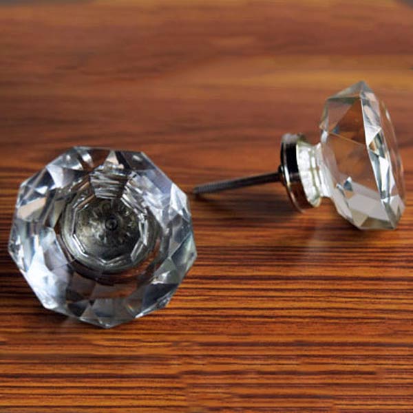 crystal glass cabinet knob large