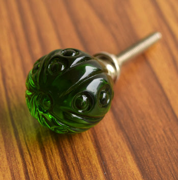 Ayala Green Glass Cabinet Door Knob and Pull