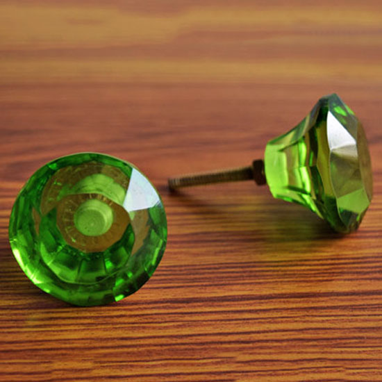 Ziba Green Glass Cabinet Door Knob and Pull