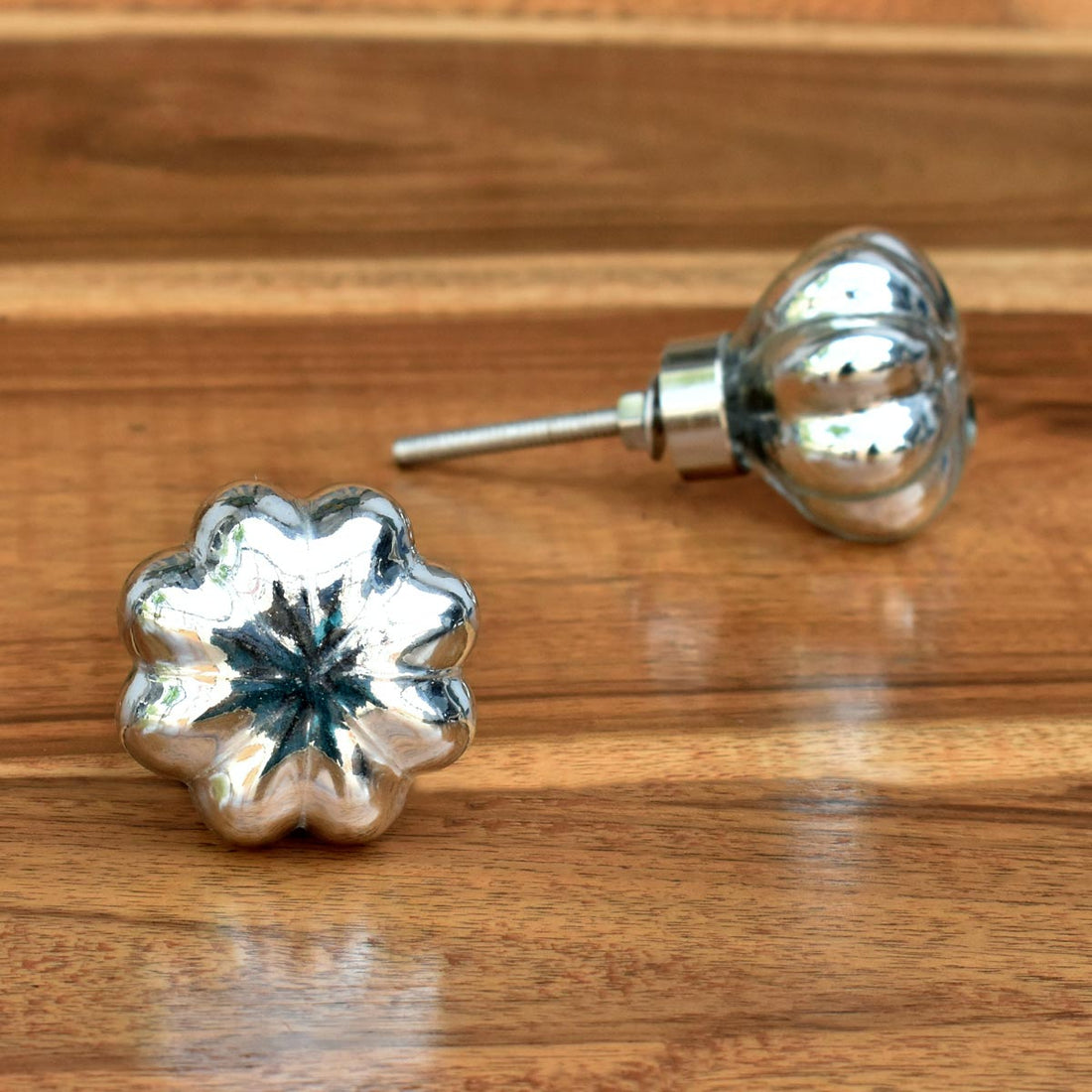 Silver Zircon Glass Cabinet Door Knob and Pull