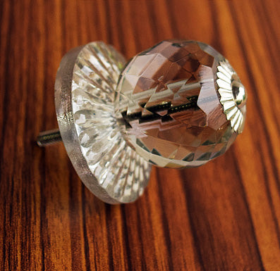 Mohena Diamond Cut Glass Cabinet Door Knob and Pull