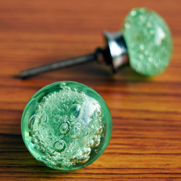 Fariba Mint Bubble Glass Cabinet Door Knob and Pull