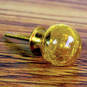 Imperial Topaz Crackled Glass Cabinet Door Knob and Pull