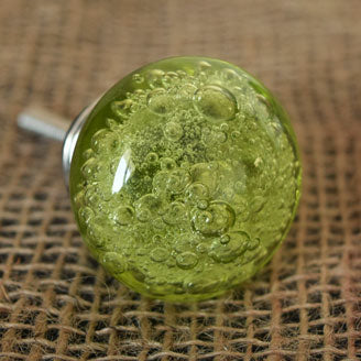 Appletini Round Bubble Glass Cabinet Door Knob