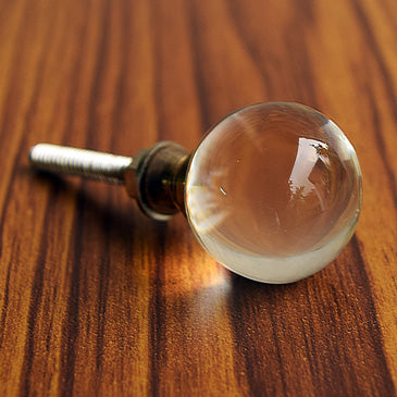 clear crystal glass round knob