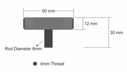 Cassander T Bar Solid Brass Knurled Cabinet Drawer Pull