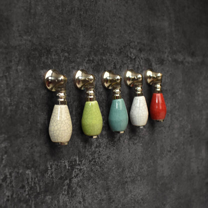 Bahar Crackled Ceramic Drawer Knob and Hanging Pull