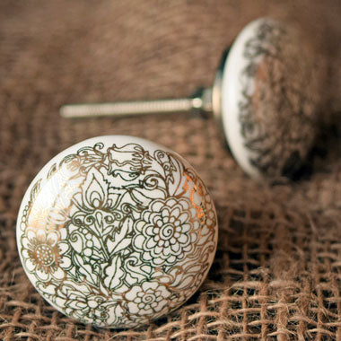 Golden Vine Ceramic Cabinet Knob and Drawer Pull