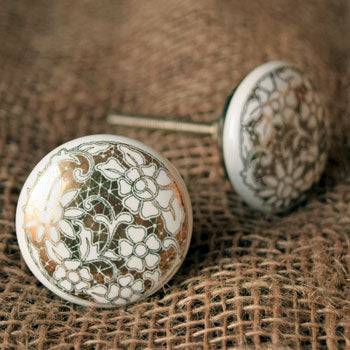 Petals of Gold Ceramic Cabinet and Drawer Knob