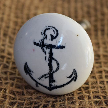 Black Anchor Ceramic Cabinet and Drawer Knob