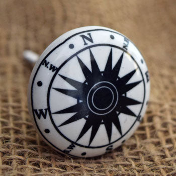 Vintage Compass Ceramic Cabinet and Drawer Knob