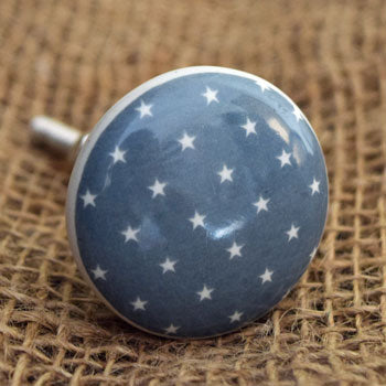 Grey Stars Ceramic Cabinet and Drawer Knob