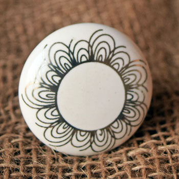 Gold Floral Ceramic Drawer Knob and Pull