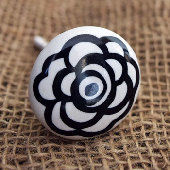 Black Rose Ceramic Drawer Knob and Pull