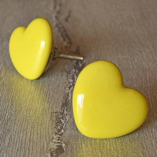 Amore Yellow Heart Ceramic Drawer Knob