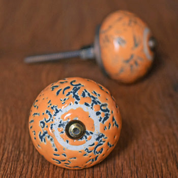 Scarab Mustard Antique Ceramic Drawer Knob