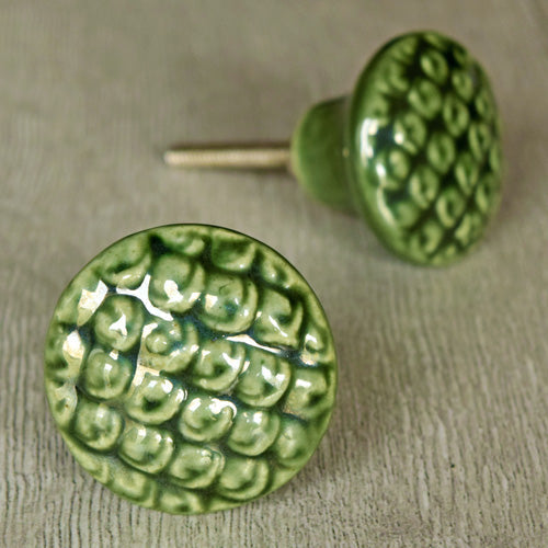 Picado Olive Green Ceramic Drawer Knob