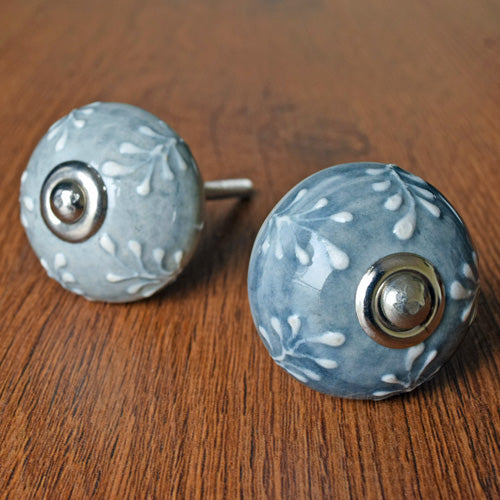 Safi Grey Flower Ceramic Cabinet Wardrobe Knob