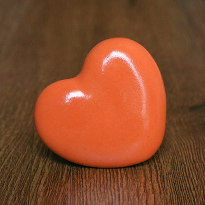 Amore Orange Heart Ceramic Drawer Knob