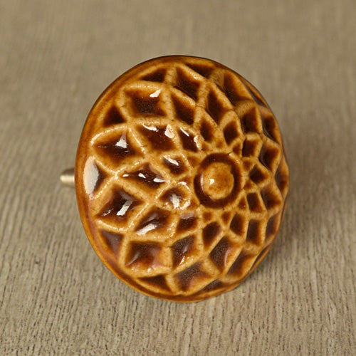 Ifrane Earthen Flower Ceramic Drawer Knob