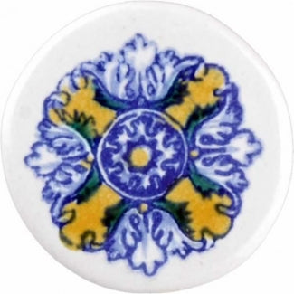 Ifrane Yellow Blue Mandala Ceramic Drawer Knob