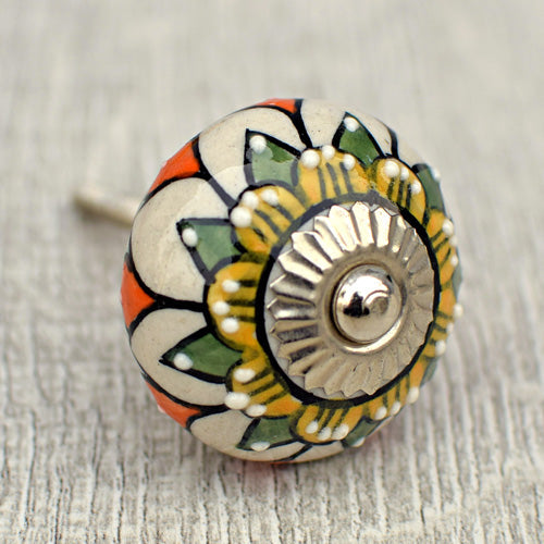 Kantha Floral Ceramic Cabinet Wardrobe Knob