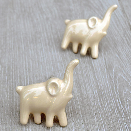 Jumbo Journeys Elephant Ceramic Kids Nursery Cabinet Knob Pull