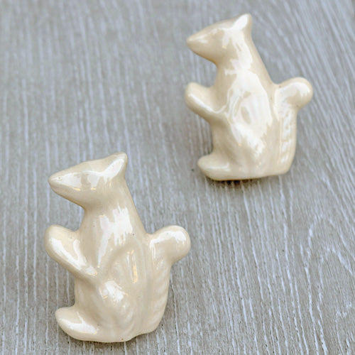 Chip Squirrel Ceramic Kids Nursery Cabinet Knob Pull